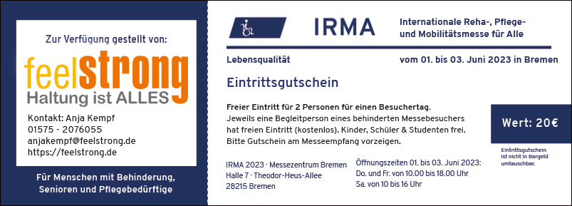 Rehamesse IRMA in Bremen Freikarte von feelstrong Anja Kempf