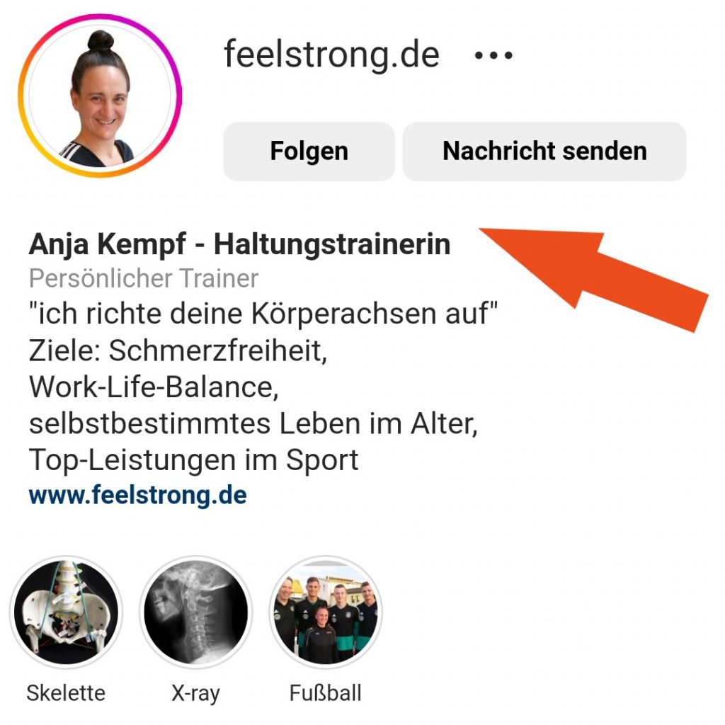 feelstrong.de Instagram Account von Haltungstrainerin Anja Kempf
